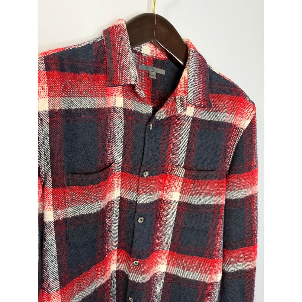John Varvatos Farron Wool Flannel Plaid Button-Up Long-Sleeve Shirt Sz M - Picture 4 of 12
